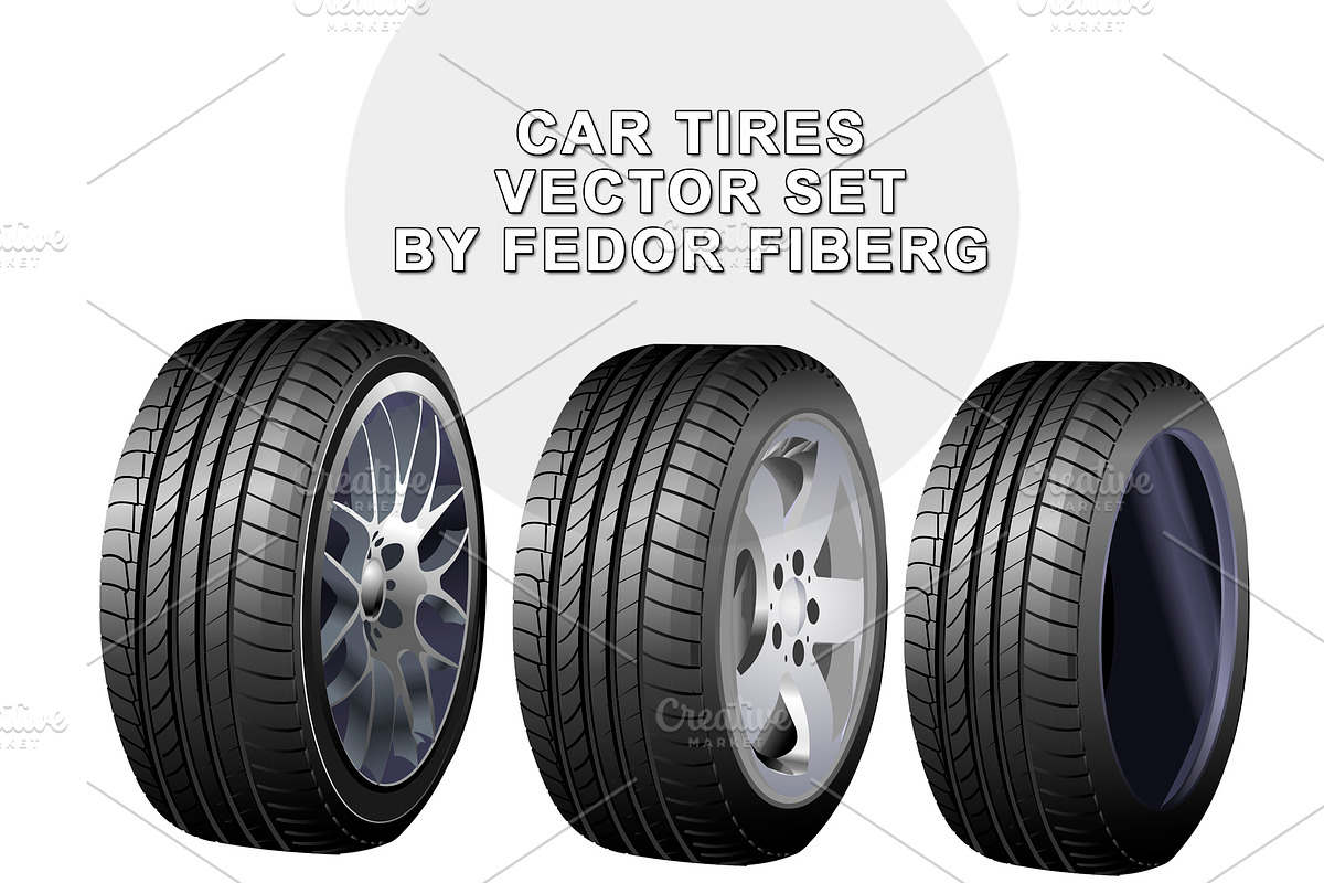 Car tires vector illustration set, an Object Graphic by Fedor Fiberg Vector Shop
