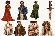 Vintage Romantic Serene Clipart, a Person Illustration by BusyDaydesign (Thumbnail 4 of 9)