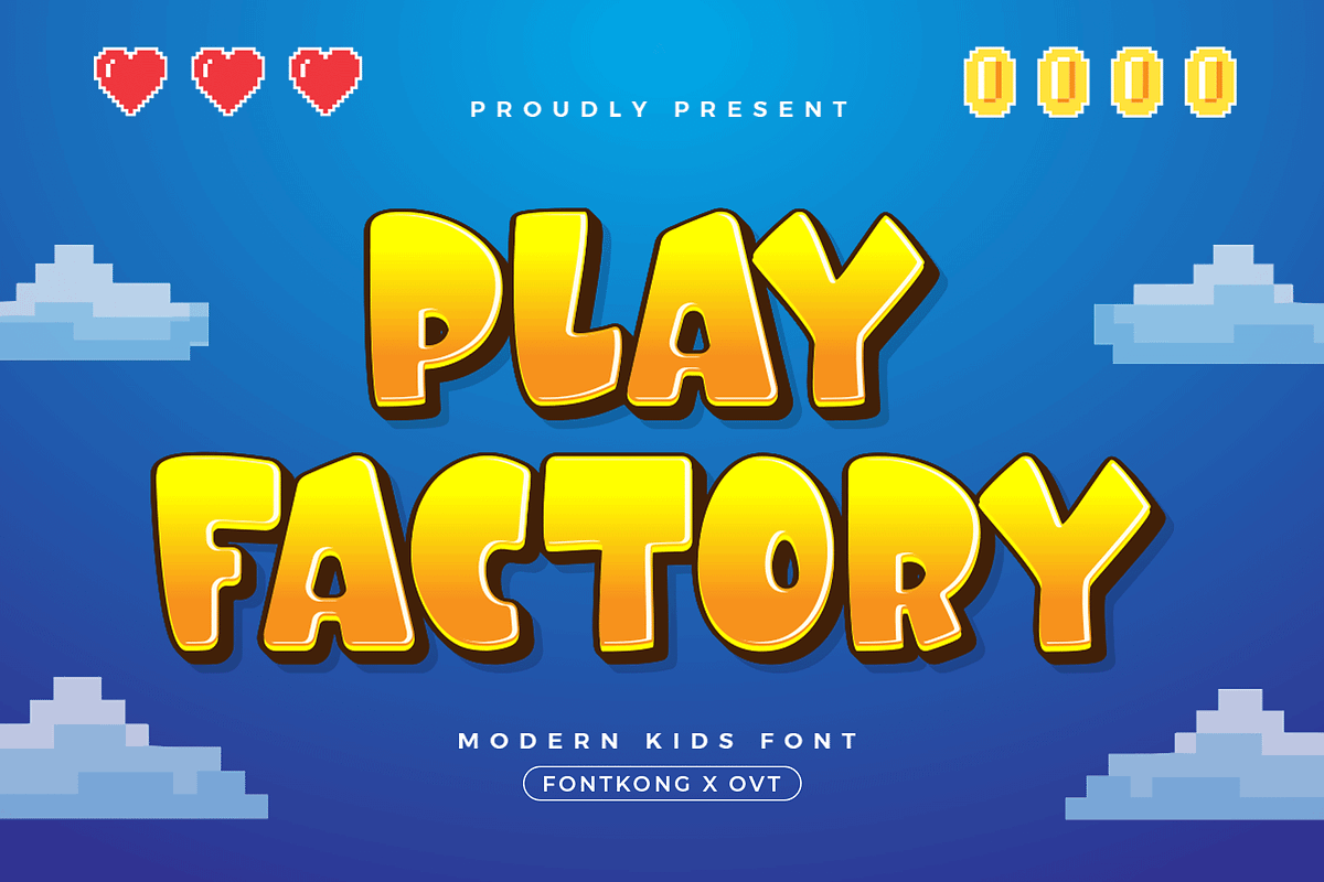 Play Factory - Modern Kids Font, a Sans Serif Font by overlaytemplates (Photo 1 of 5)