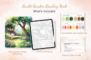 Sunlit Garden Reading Nook Procreate, a Decorative Illustration by Daffodil Dream Studio (Thumbnail 3 of 3)