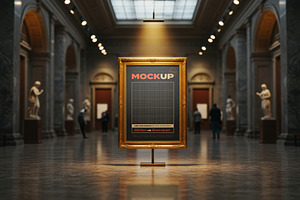 Golden Frame Art Mockups on Museum, a Mockup by Luuqas Design