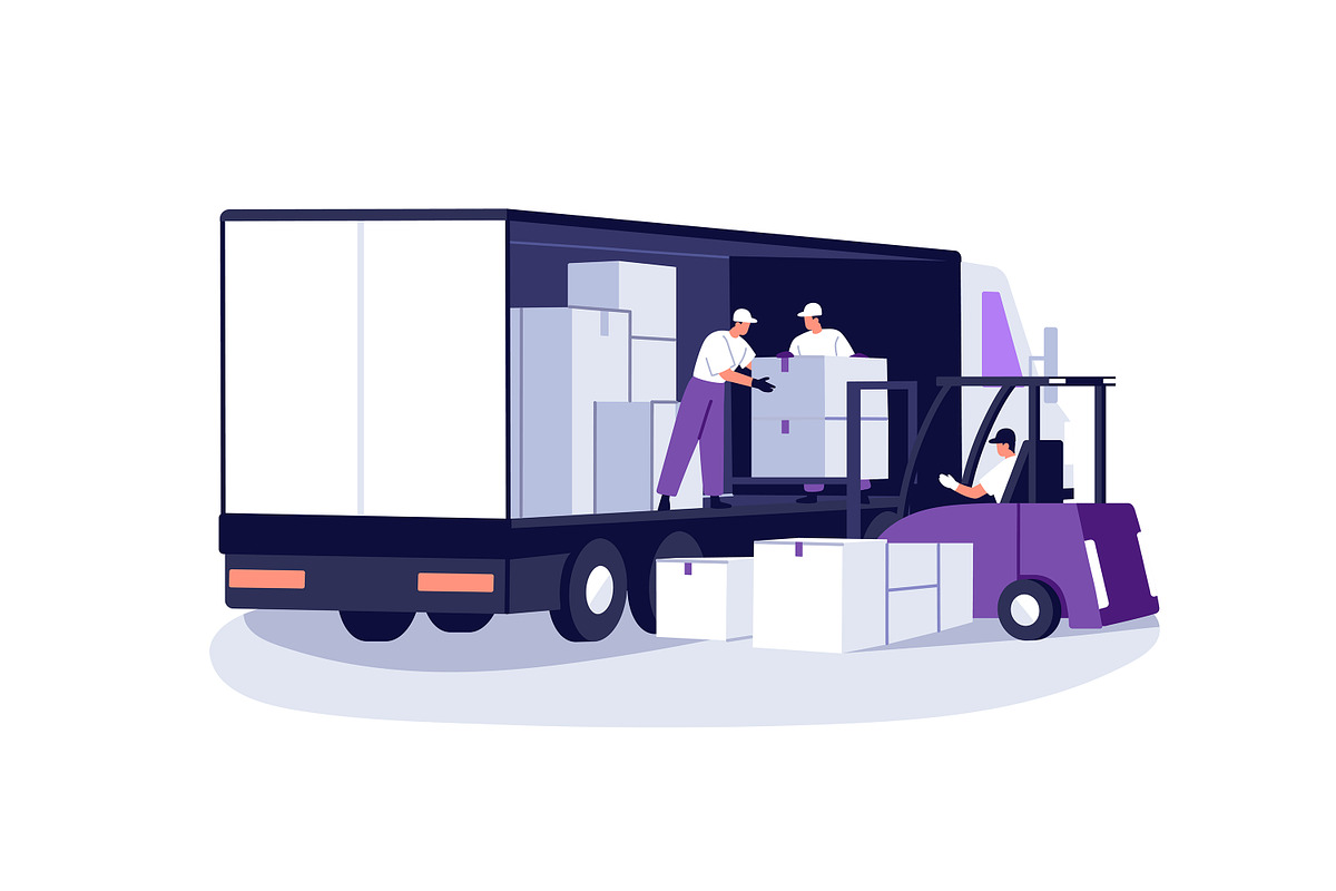 Cargo delivery concept set, a Transportation Illustration by PaperTrident (Photo 5 of 7)