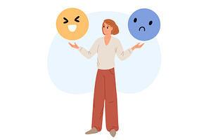 Woman tries keep balance of emotions, a Person Illustration by Vectorbuum