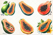 Watercolor Papaya Fruit Clipart, an Illustration by Rose Art (Thumbnail 3 of 7)