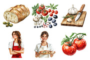 Watercolor Pizzeria Clipart, an Illustration by Daily.Designs (Thumbnail 2 of 4)