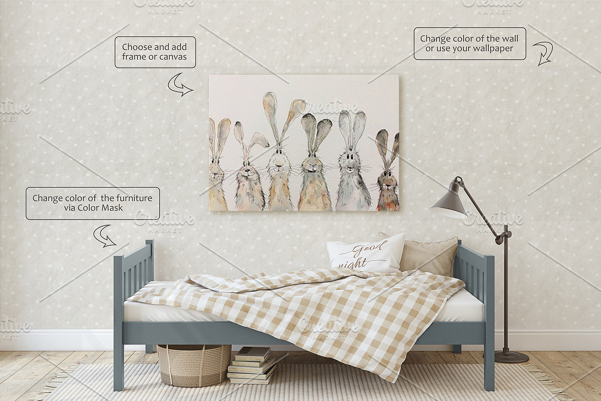 TODDLER ROOM Wall & Frames Mockup, a Poster Template by MyHomeMockups (Photo 3 of 10)