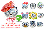 Portraits of scottish fold cat, an Animal Illustration by Watercolor fantasy (Thumbnail 1 of 6)
