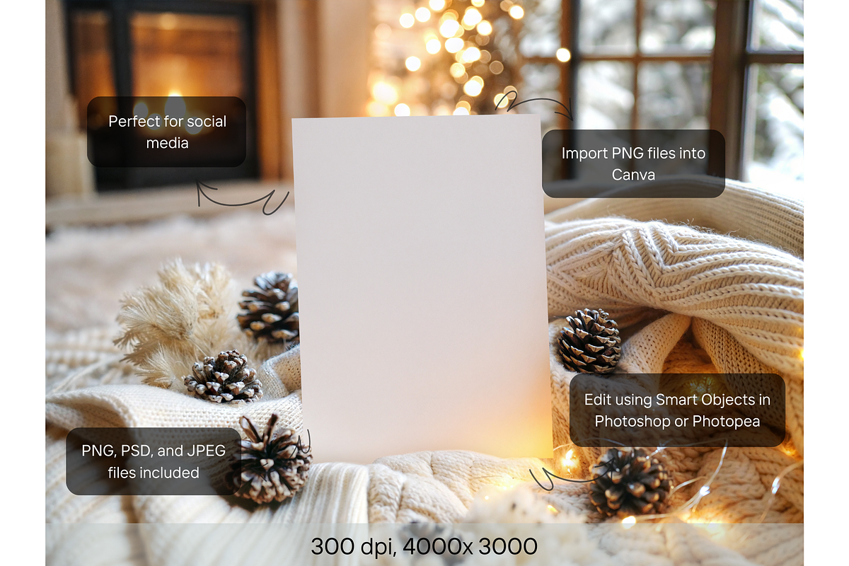 Pinecones and Fireplace Invite Mock, a Mockup by MockupWizard (Photo 2 of 5)