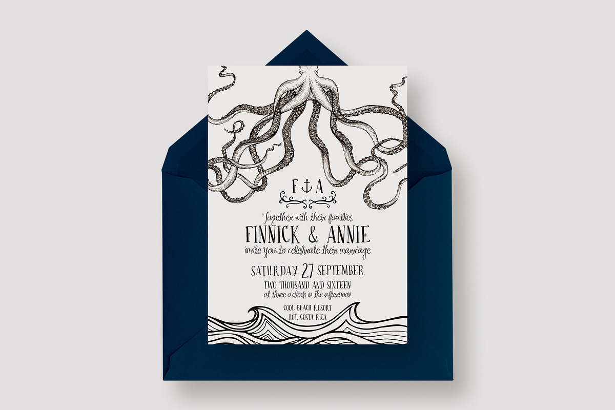 Octopus Wedding Invitation Suite, an Invitation Template by Knotted Design (Photo 2 of 5)