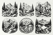 Hiking Scenes Adventure Graphics, a Sport Illustration by DENIDigitalArtSudio (Thumbnail 4 of 7)