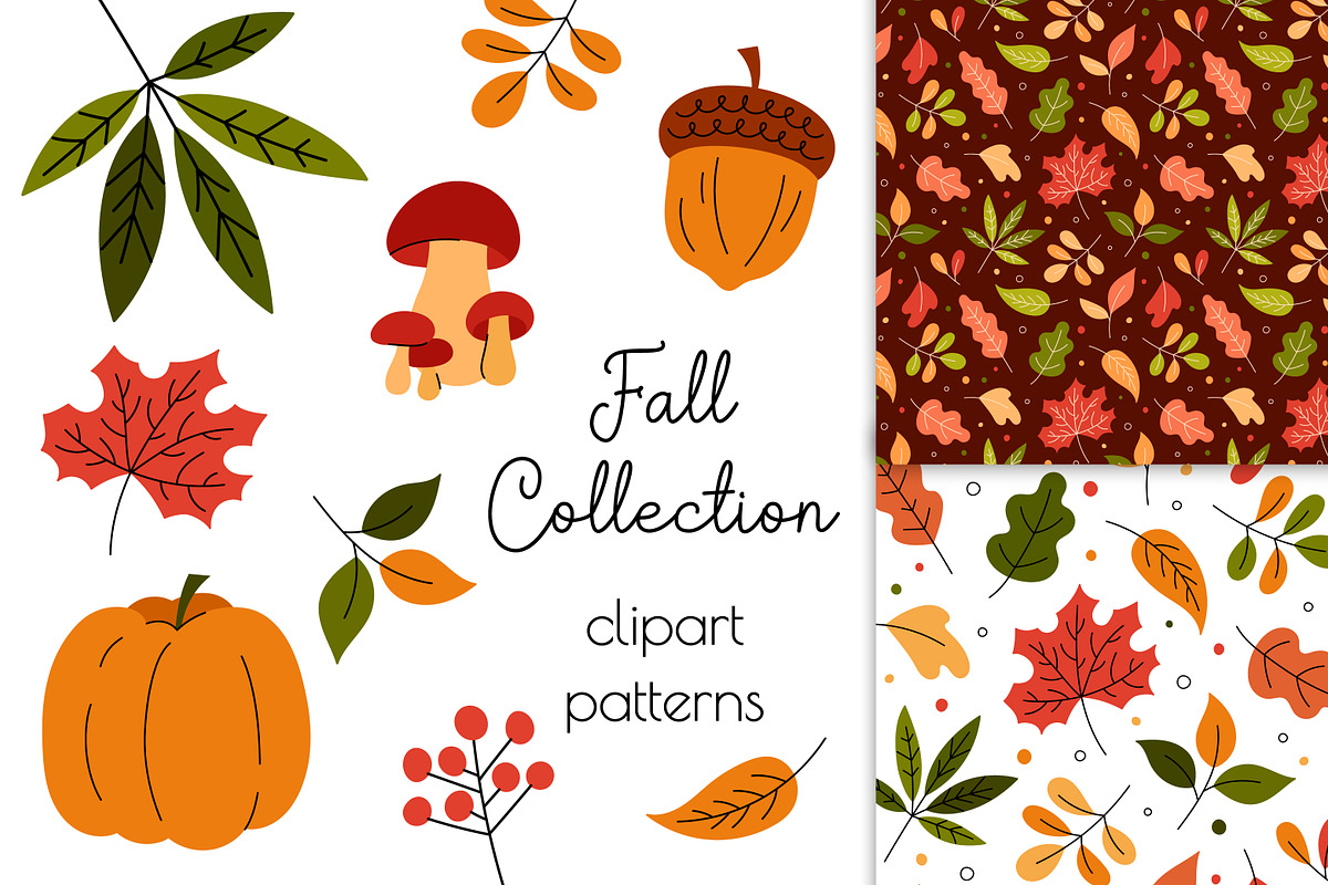 Autumn Leaves Fall Clipart Patterns | Creative Market
