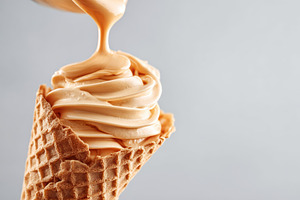 Caramel soft-serve in waffle cone, a Food & Drink Photo by AlyaAnd