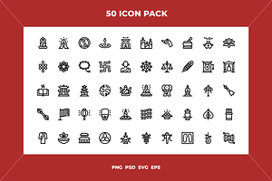 Buddhism icons, an Outline Icon by Wencory