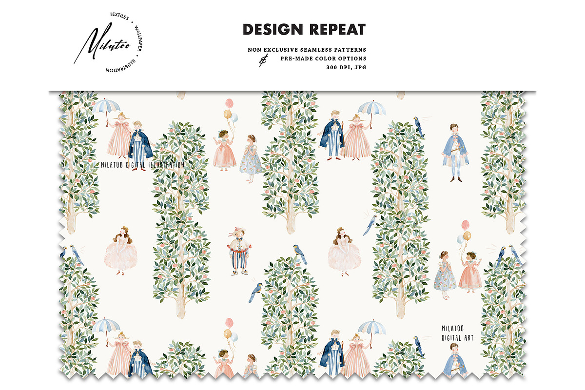 Royal Garden Prince Princess pattern, a Pattern Graphic by Milatoo (Photo 2 of 4)