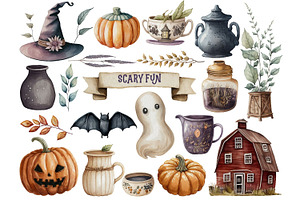 Cute Halloween Clipart Set