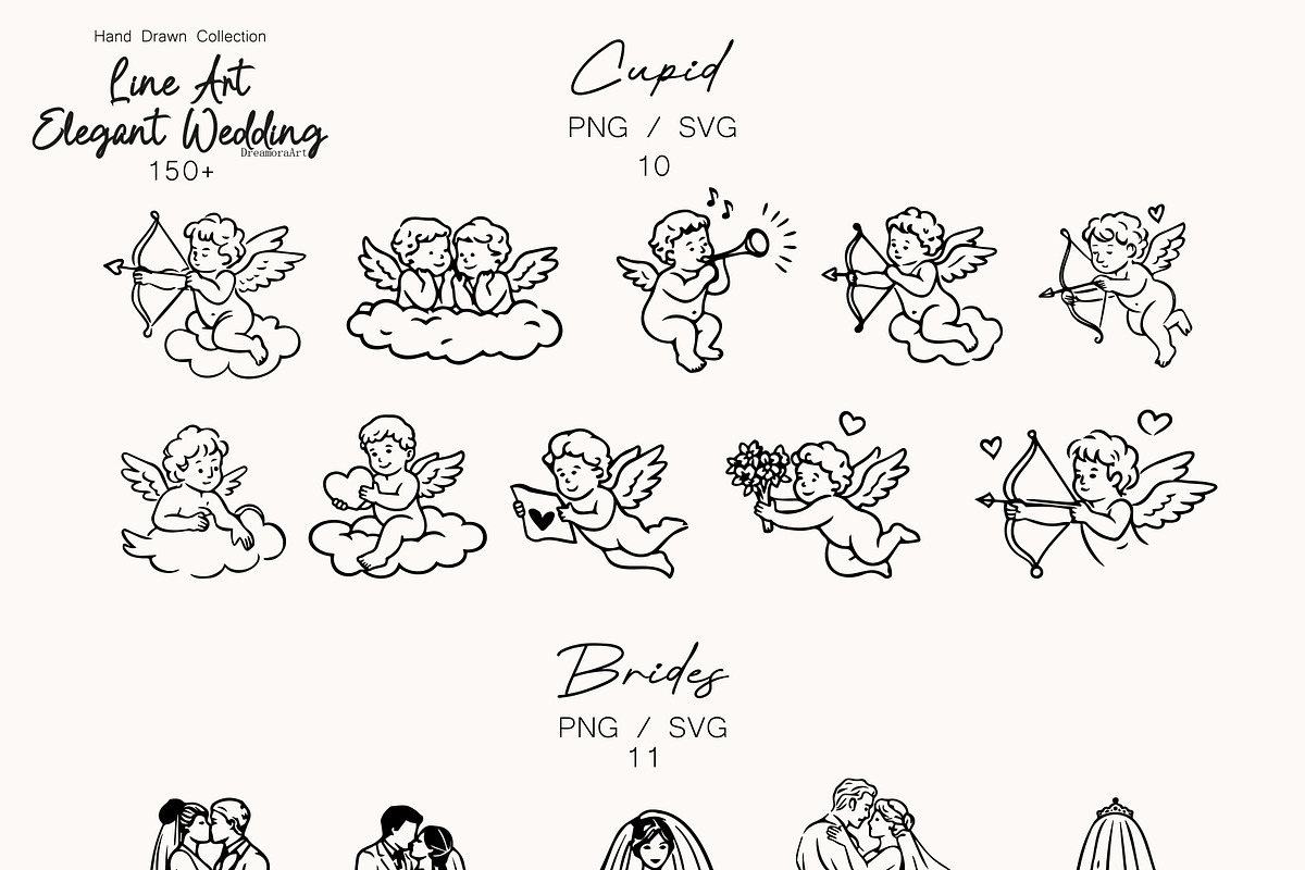 Hand Drawn Elegant Wedding 150+ SVG, an Object Illustration by DreamoraArt (Photo 4 of 12)