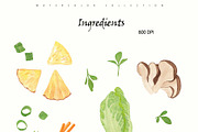 Egg Noodles Watercolor Recipe Set, a Food Illustration by Sunshine Art (Thumbnail 3 of 13)