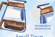 Small Town Diner Watercolor Clipart, a Decorative Illustration by ArtCreationsDesign (Thumbnail 4 of 5)