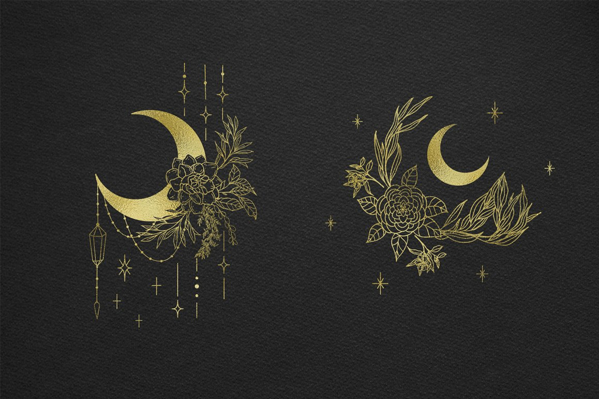 Botany & Moon. Hand Drawn Line Art., a Decorative Illustration by Designwork (Photo 13 of 20)