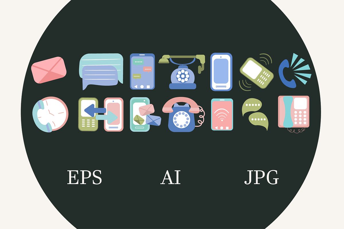 Communication Phone Elements Set, a Technology Illustration by Artnivora.Std (Photo 2 of 3)