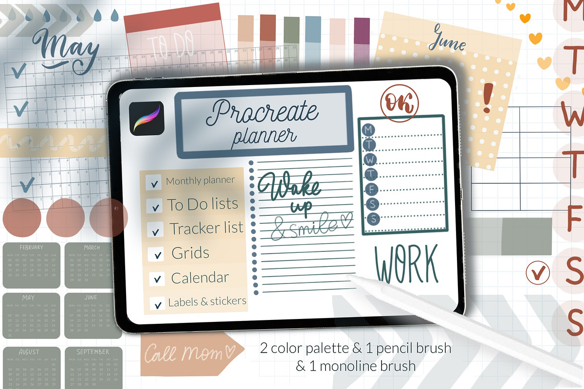 Stamp brushes bundle for Procreate, a Brush Add-On by Let's Art (Photo 2 of 19)