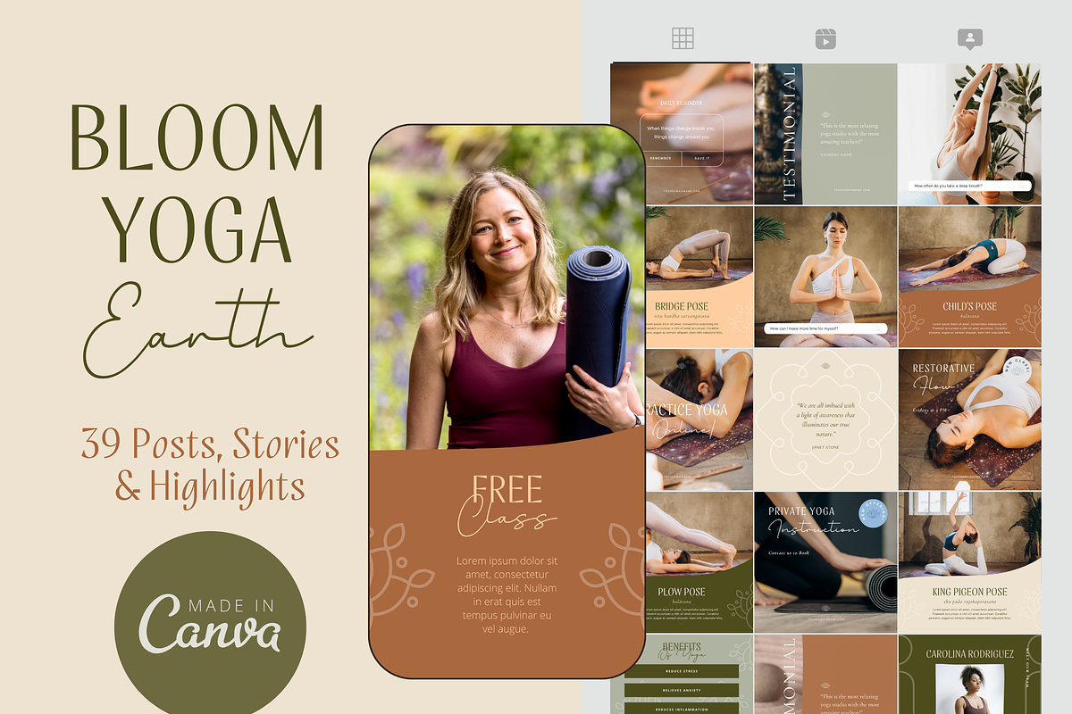 Bloom Yoga Earth Canva Template, a Social Media Template by The Inspired Brand (Photo 1 of 6)