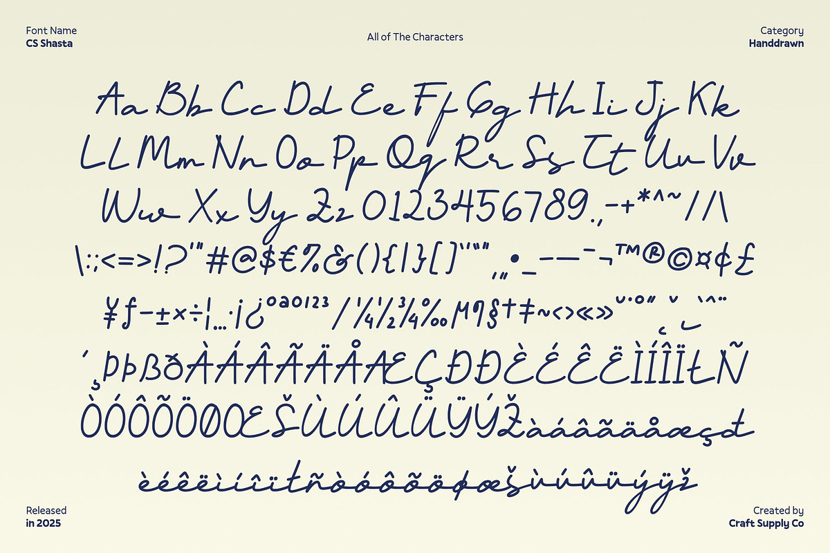 CS Shasta – Handwritten Script Font, a Script Font by Craft Supply Co. (Photo 8 of 8)