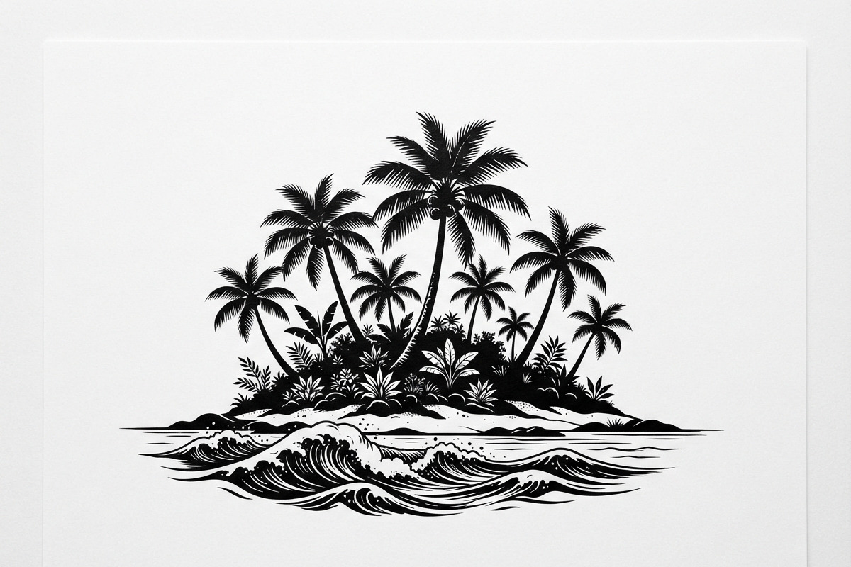 50 Tropical Palm Island Silhouette, an Empty State Illustration by Amazin_art (Photo 35 of 41)