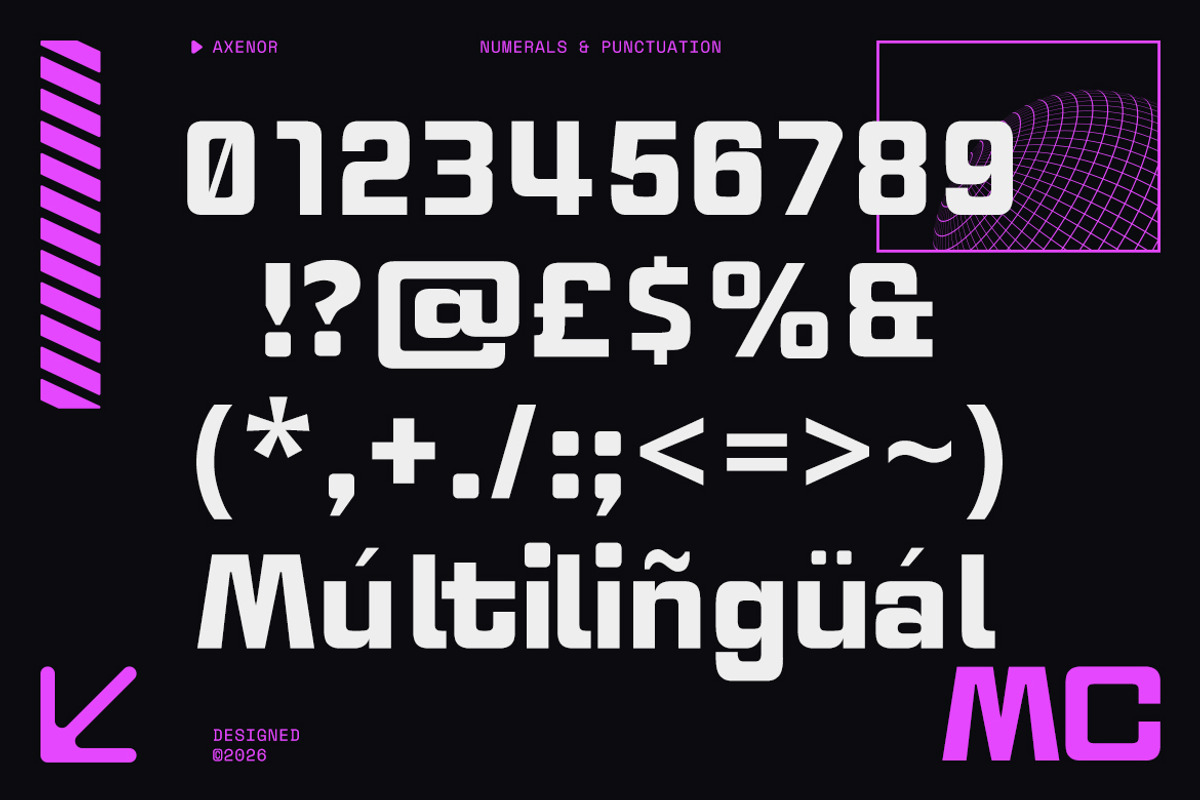 Axenor – Futuristic Cyberpunk Displa, a Sans Serif Font by kangfont Studio (Photo 7 of 11)