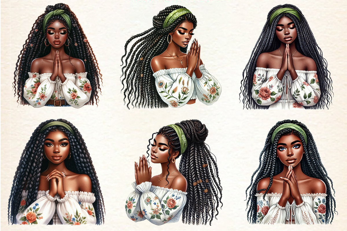 Black Girl Praying Sublimation Clipa, an Illustration by DreamArtGraphic (Photo 5 of 5)