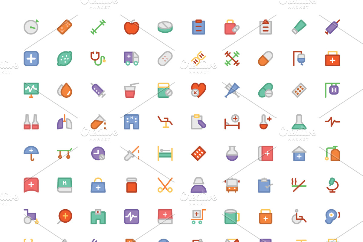 200 Health Colored Icons, an Icon by Vectors Market