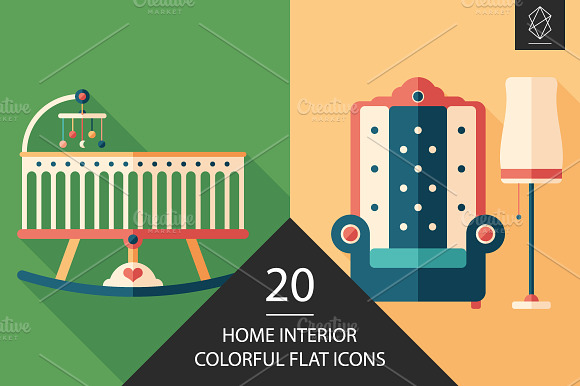 Home Interior Flat Icon Set