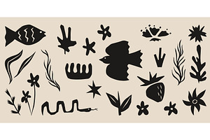 Black organic boho cut out shapes, an Illustration by art PVP - market