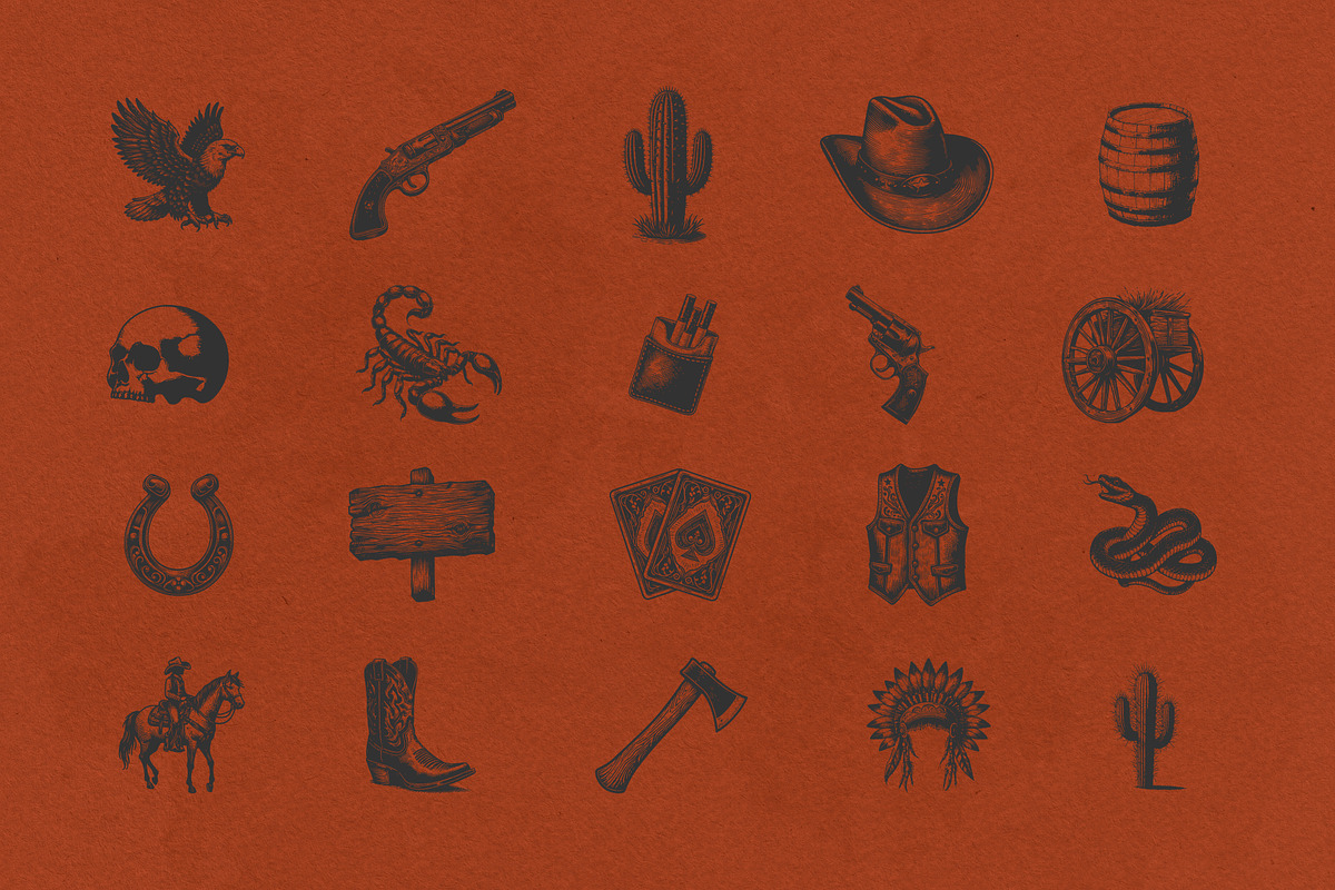 Wild West - 20 Vintage Elements, an Object Graphic by elliazidi.designs (Photo 2 of 3)