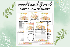 Woodland floral baby shower games