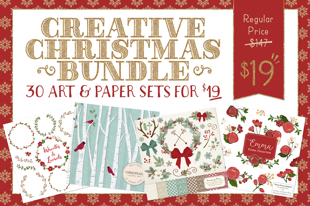 Huge Christmas Art Bundle - Save 87%, a Decorative Illustration by Amanda Ilkov (Photo 1 of 3)