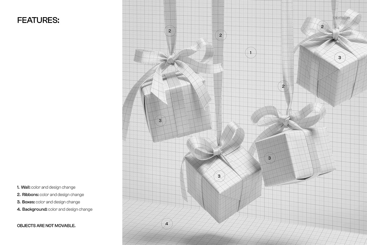 Four Hanging Gifts Mockup, a Packaging Mockup by creatsy5 (Photo 3 of 6)