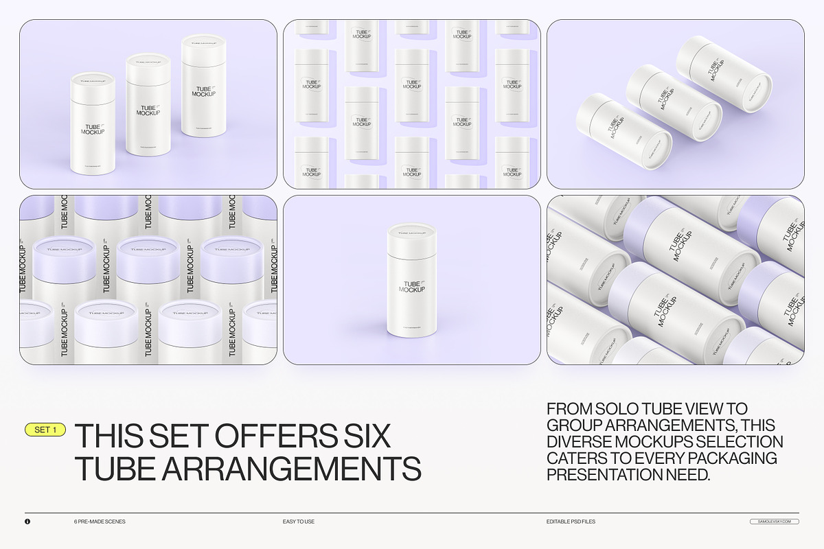 Paper Tube Package Mockup Set 1, a Packaging Mockup by Samolevsky (Photo 2 of 15)