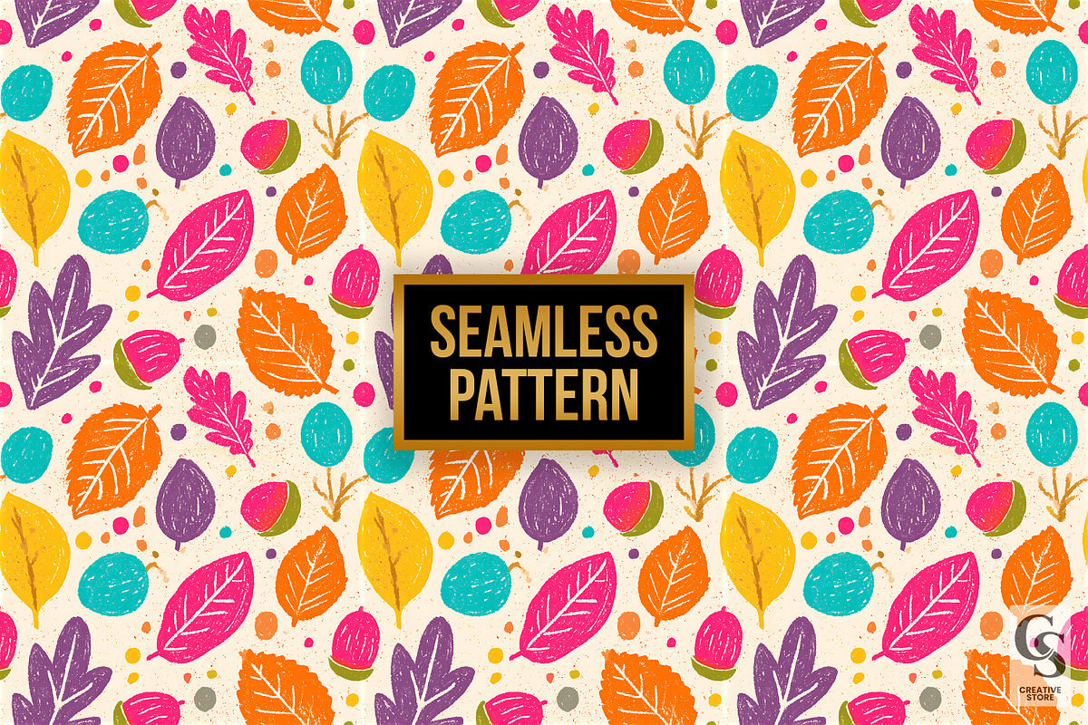 Vivid Grunge Autumn Seamless Pattern, a Pattern Graphic by Creative Store (Photo 4 of 5)
