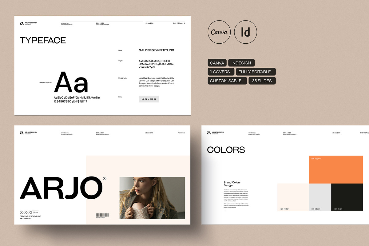 ARJO | Brand Guidelines Canva, a Presentation Template by creathrivestudio (Photo 7 of 13)
