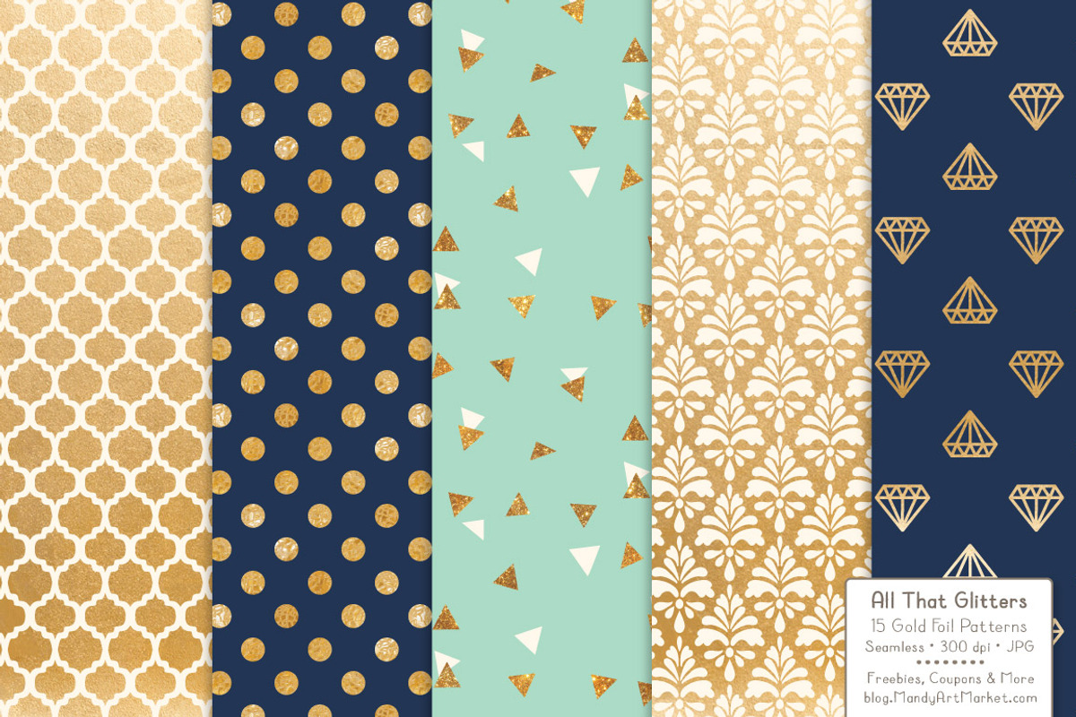 Modern Chic Gold Foil Digital Papers, a Pattern Graphic by Amanda Ilkov (Photo 3 of 4)