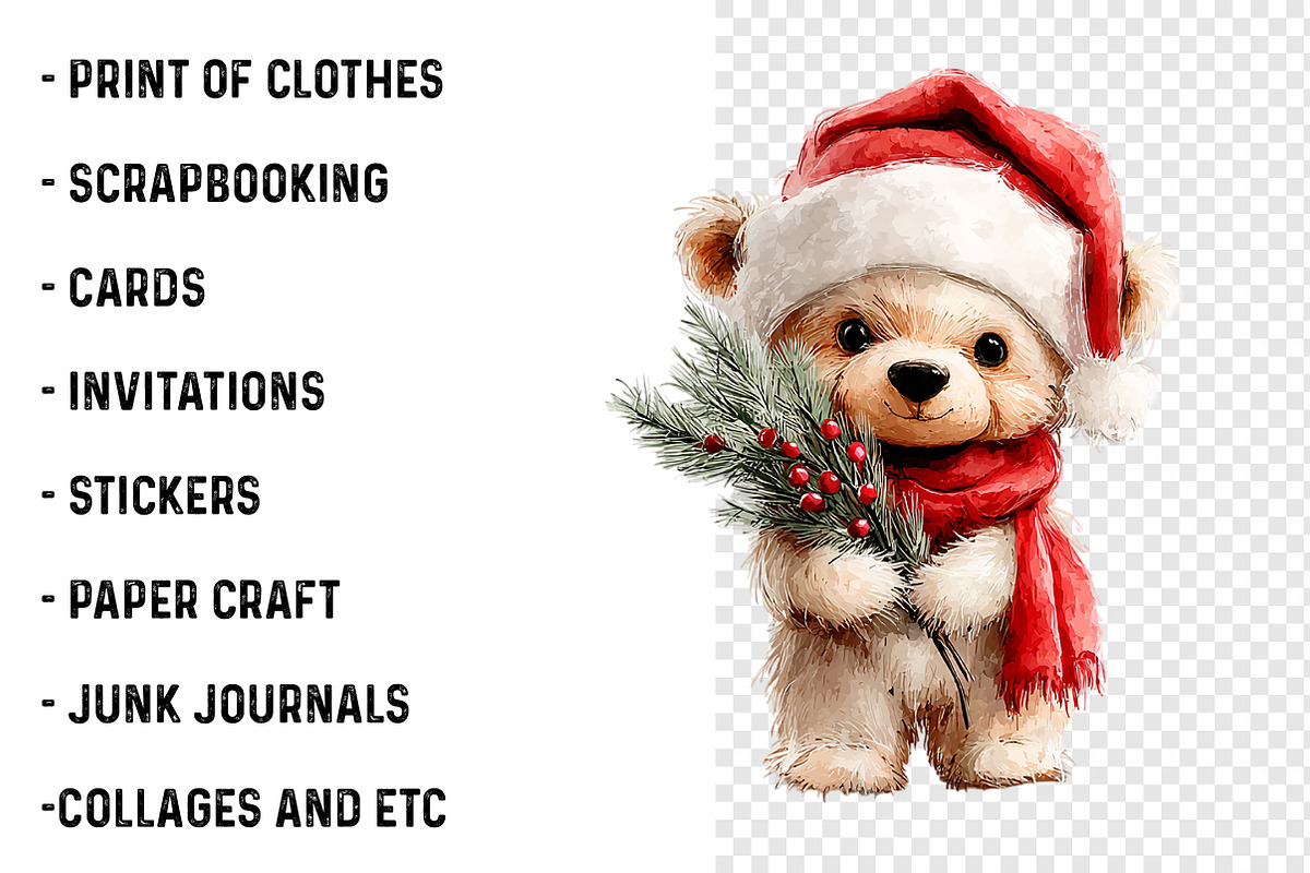 Teddy Bear Christmas Clipart, a Transportation Illustration by SinaCreation (Photo 3 of 7)