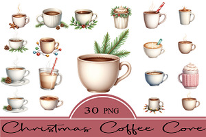 Christmas Coffee Core Clipart, an Illustration by CrexoraLab