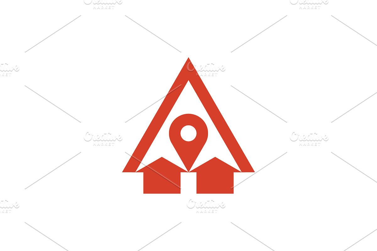 top arrow pin location house logo, a Branding & Logo Template by Rasagama Studio