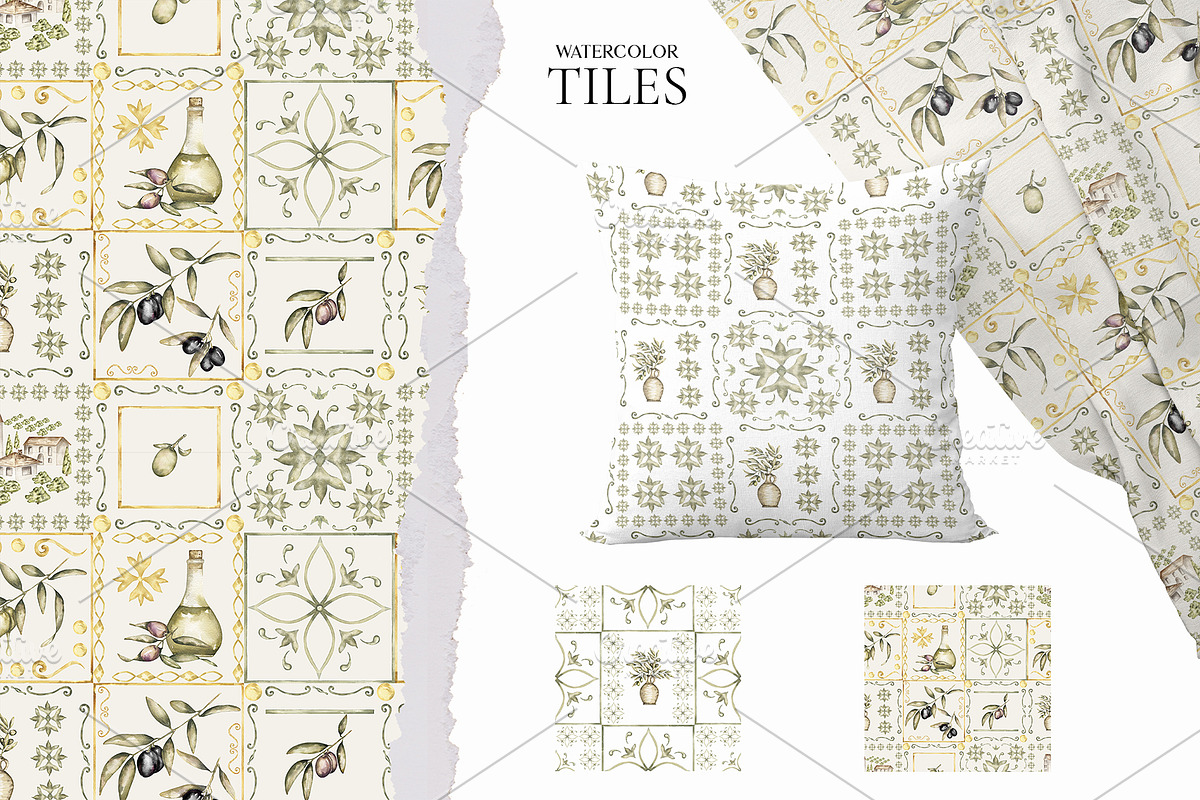 Watercolor Tiles Pattern Collection, a Pattern Graphic by MayaNavits (Photo 8 of 13)