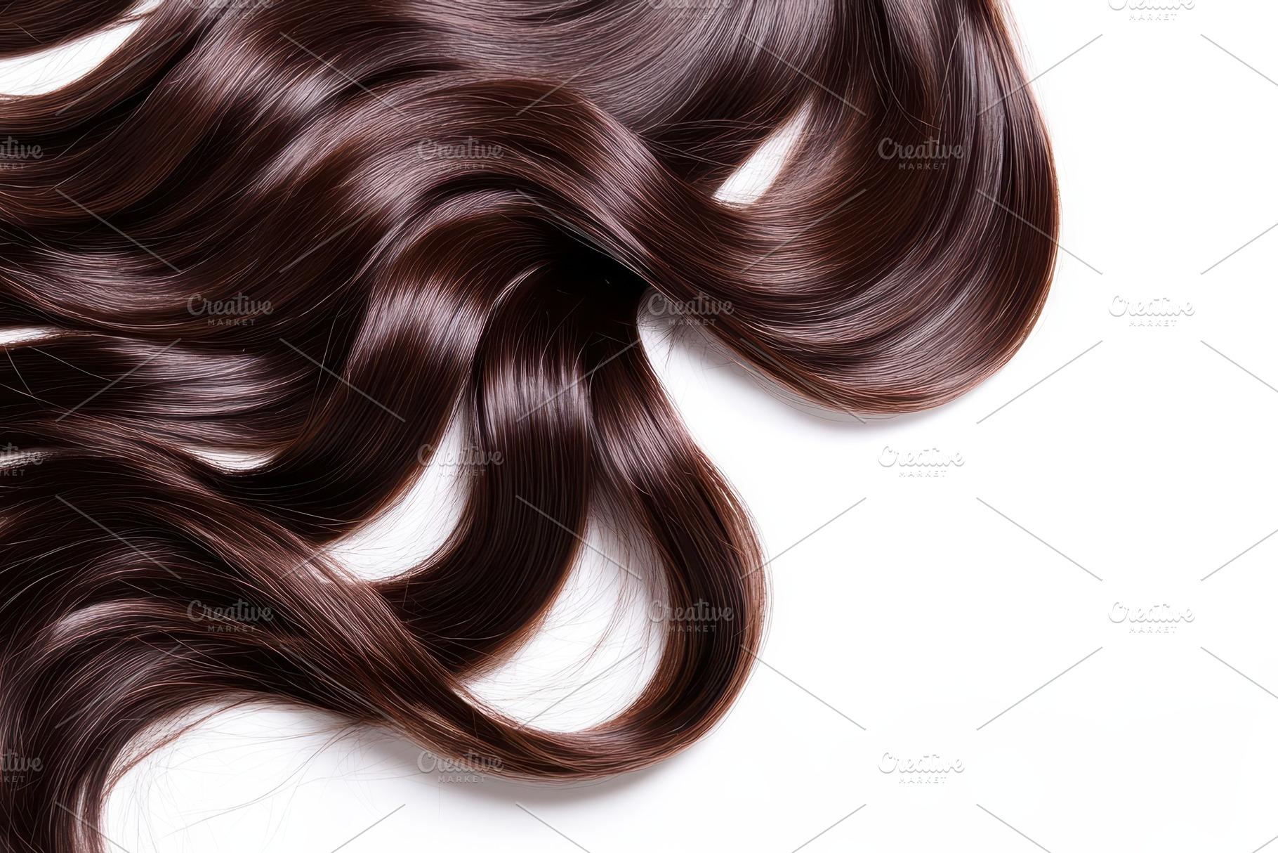Curly brown hair strands displayed o, a Photo by Pavel_design
