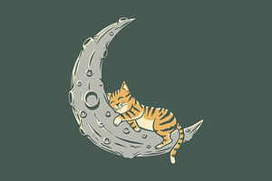 Cat Sleeps To The Moon