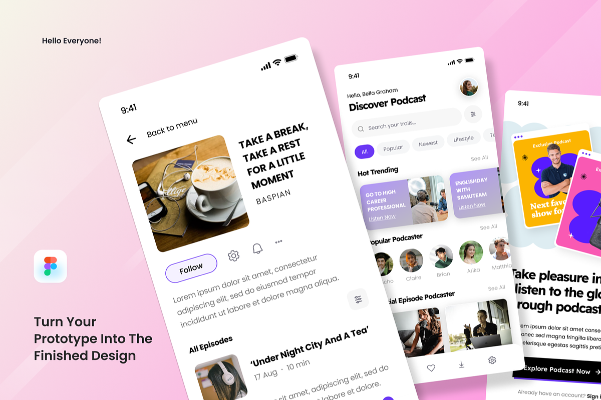 SoundSphere - Podcast Mobile Apps, an UI Kit Template by SquidPixey (Photo 3 of 3)