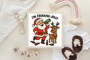 Funny Drunk Santa and Reindeer PNG, an Illustration by CraftArtStudio (Thumbnail 4 of 4)