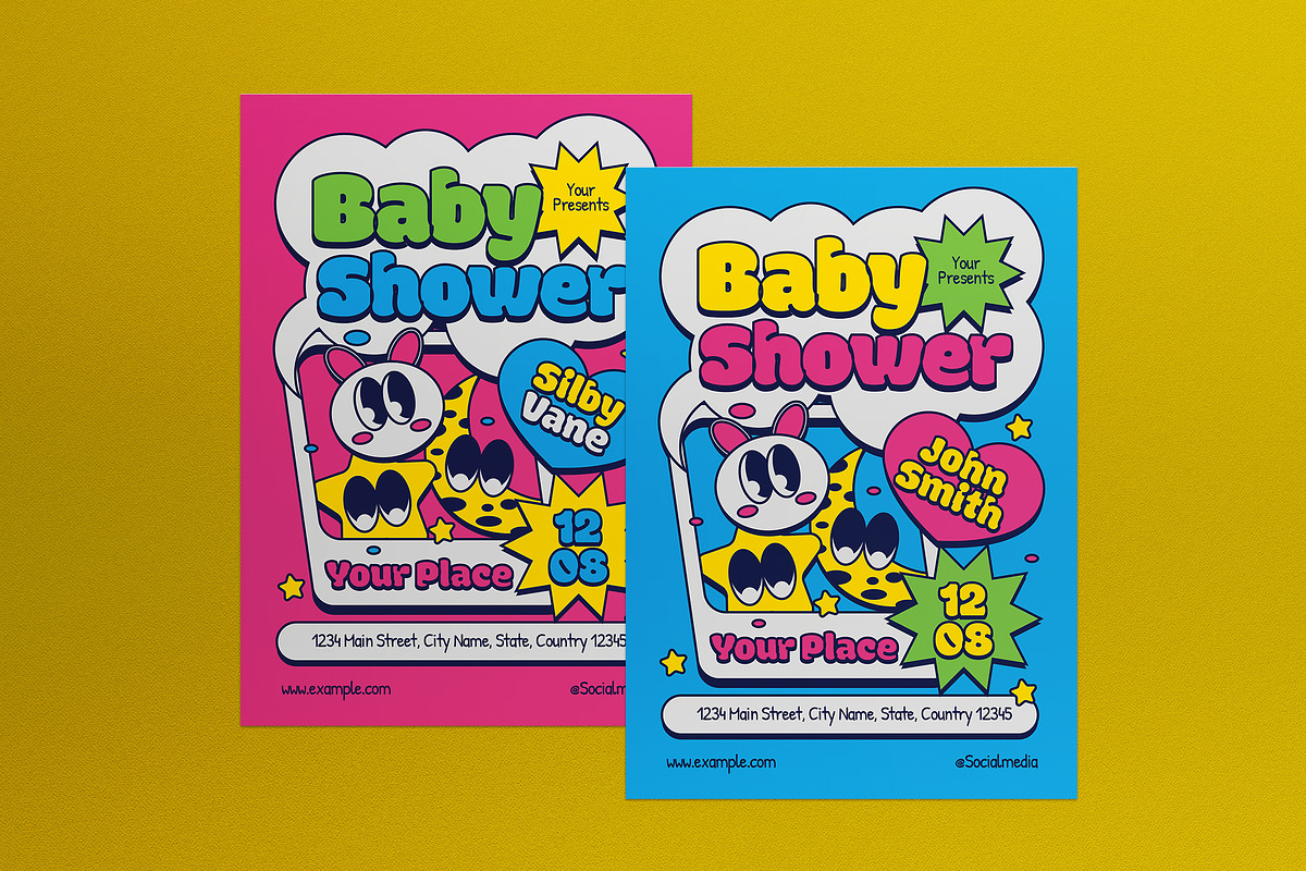 Cartoon Baby Shower Invitation, an Invitation Template by graphicook (Photo 1 of 3)